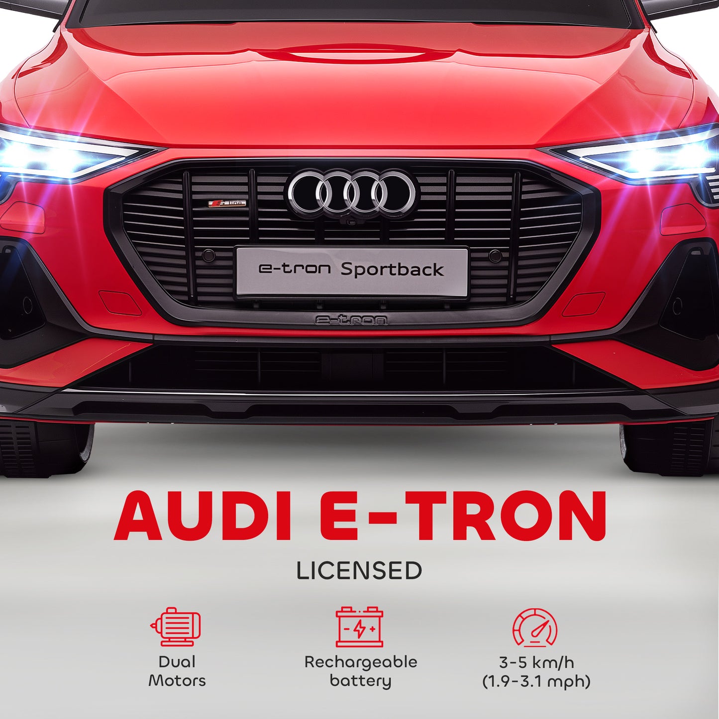 Audi E-tron Licensed 12V Kids Electric Ride on, Electric Car for Kids, with Parental Remote, Music Lights MP3