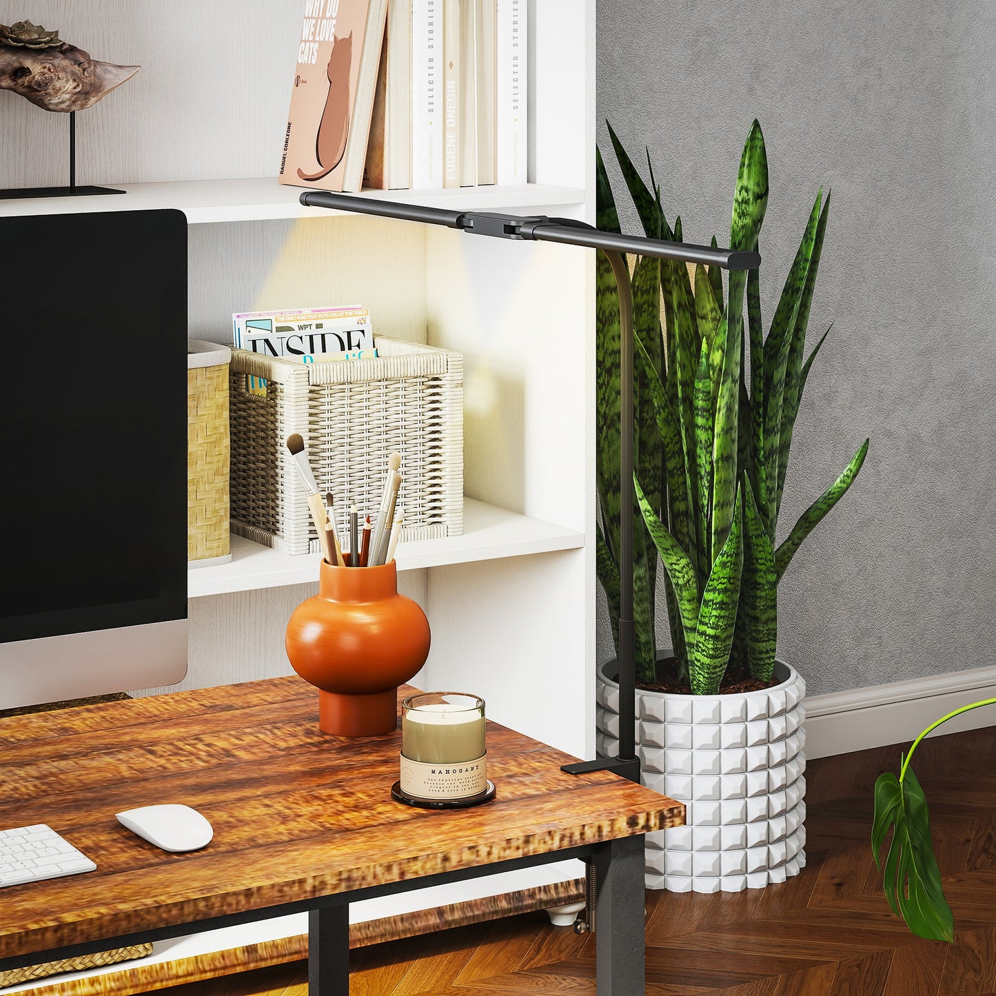 LED Desk Lamp with Clamp, Double Head Table Lamp with 3 Colour Modes & 10 Brightness Levels