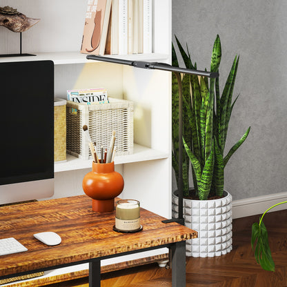 LED Desk Lamp with Clamp, Double Head Table Lamp with 3 Colour Modes & 10 Brightness Levels