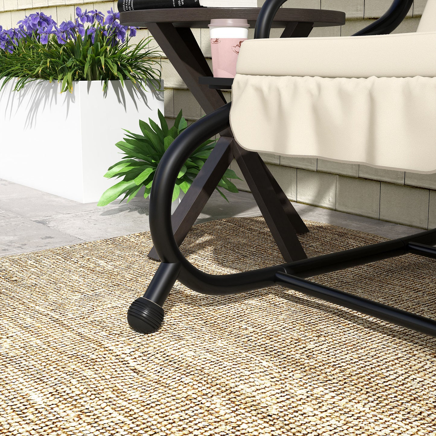Three-Person garden Swing Chair, with Adjustable Canopy - Cream