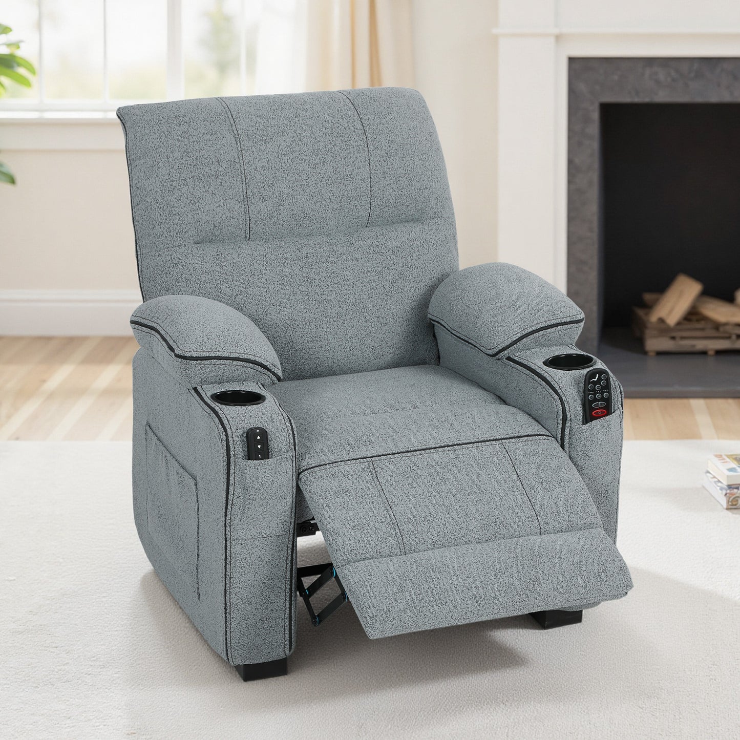 Electric Massage Recliner Armchair with Vibration, Heat, Whisper-Quiet Motor, Memory Function