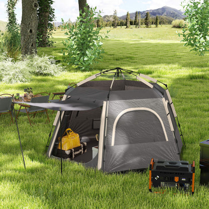 Instant Pop Up Camping Tent, 2/3/4 Person Easy Setup Dome Family Tent with Vestibule, Rainfly, 4 Mesh Windows & 2 Doors