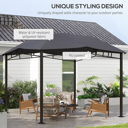 3x3(m) Outdoor Gazebo Garden Gazebo Pavilion Sunshade Canopy Tent with Steel Frame, Grey