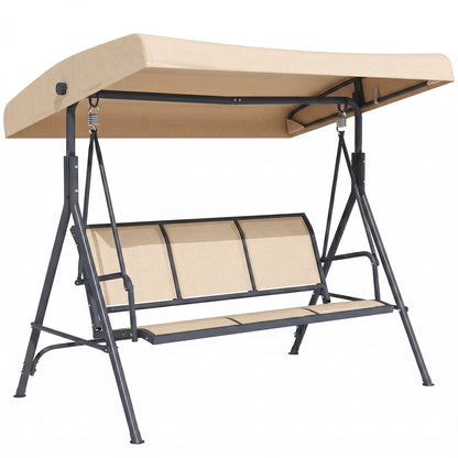 3 Seater Swing Chair, Garden Swing Bench with Adjustable Tilting Canopy