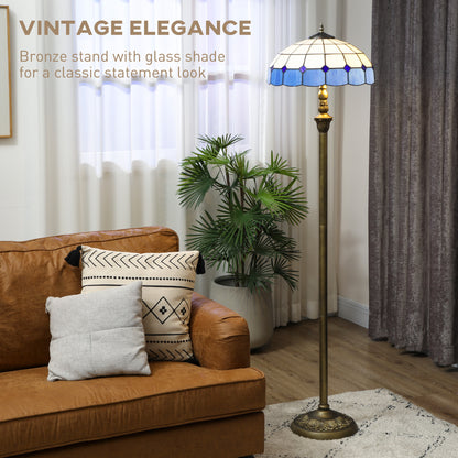 Tiffany-Style Floor Lamp with Handcrafted Stained Glass Shade