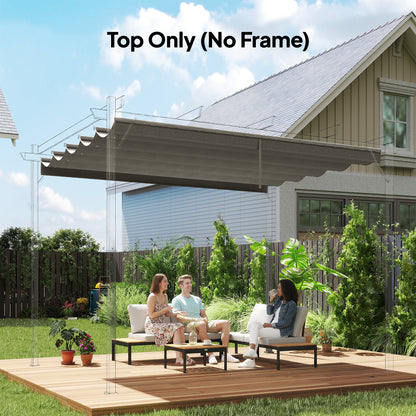 Retractable Pergola Cover, 2.55 x 2.5 m Replacement Canopy Fabric for 3 x 3 m Frame, Roof Top Only, Light Grey