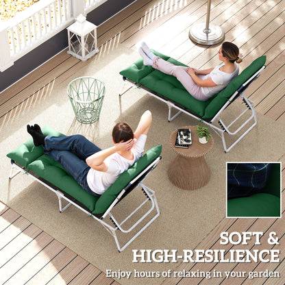 Set of Two 190 x 56cm Sun Lounger Cushions - Green