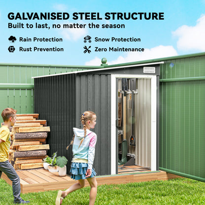 7 x 5ft Galvanised Metal Shed, with Sliding Door - Light Grey