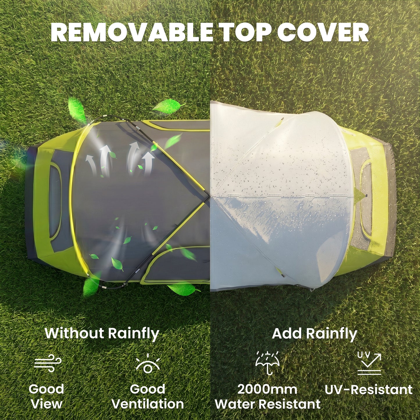 Camping Tent for 6 Man with 2000mm Water Resistant Rainfly and Carry Bag for Fishing Hiking Festival, Yellow