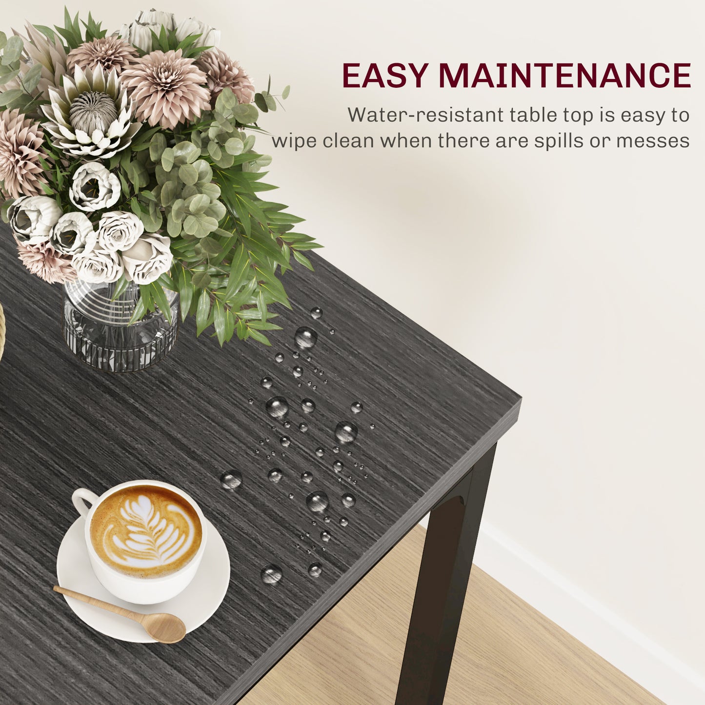 Three-Piece Minimal and Compact Dining Set, Grey Wood Effect