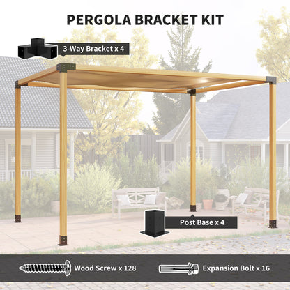 Pergola Kit, DIY Pergola Brackets with 3-Way Pergola Corner Brackets and Post Base for 92mm Lumber
