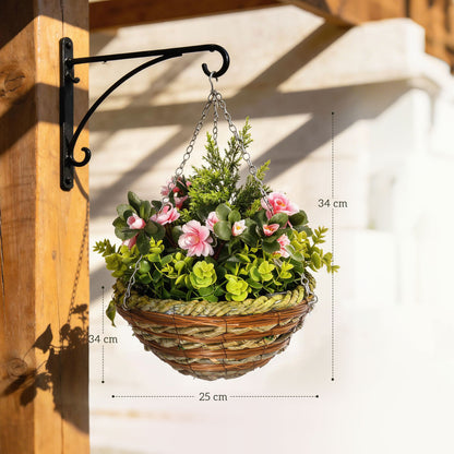 Set of Two Hanging Lisianthus Flower Pots - Pink/Green