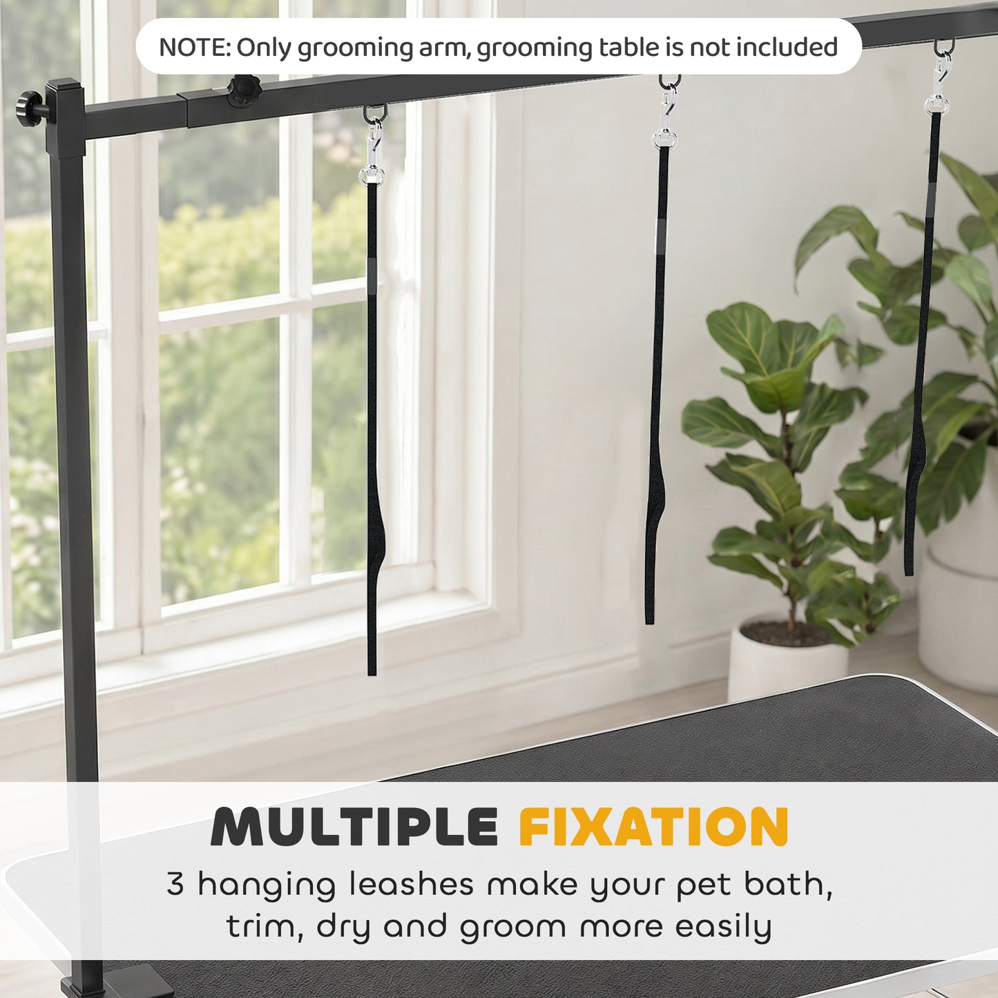 Dog Grooming Arm Adjustable H-Shape Dog Grooming Table Arm with Clamp and 3 Nooses Black