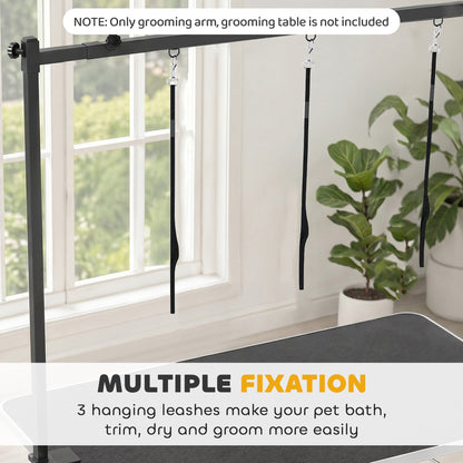 Dog Grooming Arm Adjustable H-Shape Dog Grooming Table Arm with Clamp and 3 Nooses Black