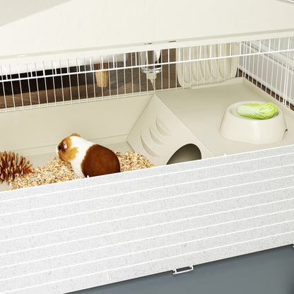 Small Animal Cage with Removable Pet Playpen, Guinea Pig Cage with Waterproof Pad, Hay Feeder, 108 x 71 x 57cm, Beige