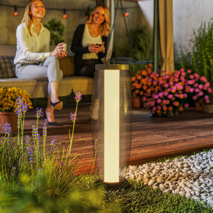 Garden Solar Lamp, 71.5 cm Tall Metal Floor Lamp, Auto On/Off LED Solar Garden Light with Metal Wire Shade, IP44 for Outdoor