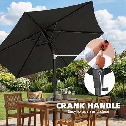 2m Garden Parasol Umbrella, Outdoor Table Parasol Umbrella with Crank Handle, Tilt Function, UV30+ Protection