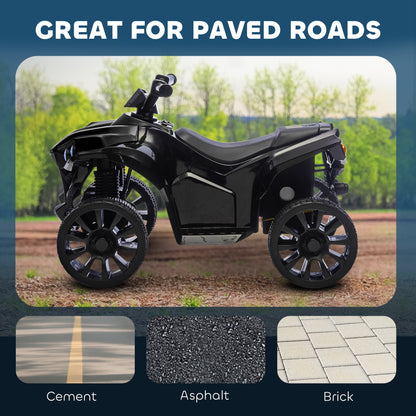6V Kids ATV, 4 Wheeler Electric Ride on Car with Music and LED Headlights, for Ages 18-56 Months Boys and Girls, Black
