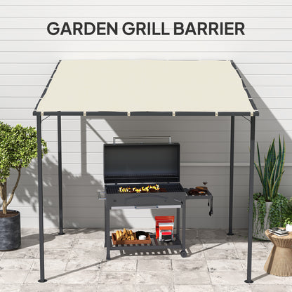2.4 x 2.4 m Wall Mounted Pergola Gazebo with PA Coating Fabric and Metal Frame, UPF30+, Lean to Garden Gazebo