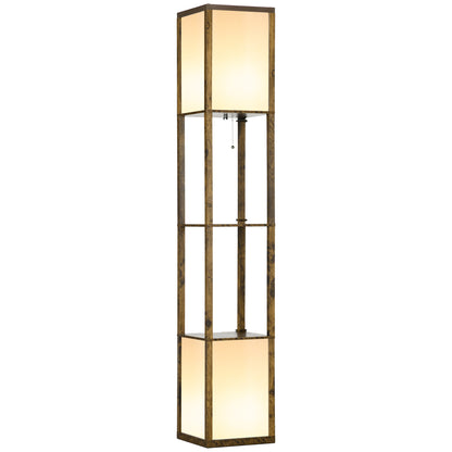Modern Shelf Floor Lamp with Dual Ambient Light, Standing Lamp Living Room, Bedroom, 156cm, Brown