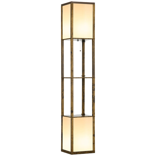 Modern Shelf Floor Lamp with Dual Ambient Light, Standing Lamp Living Room, Bedroom, 156cm, Brown