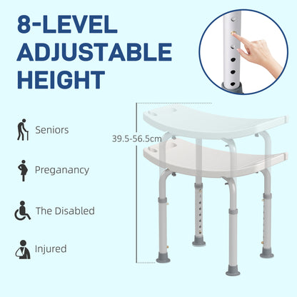 Height Adjustable Bath Stool, Aluminium Shower Stool with Non-Slip Pads for Elderly, Disabled, Seniors, Pregnant, White