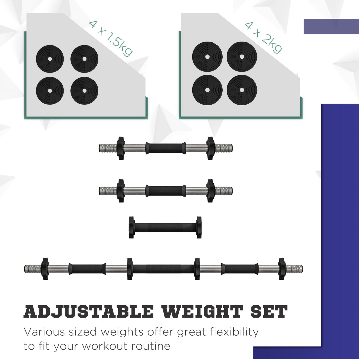Adjustable Weight Barbell & Dumbbells Set Free Weights Strength Muscle Exercise Home Gym Training, Black and Green