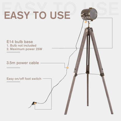 Industrial Tripod Floor Lamp – Grey & Bronze