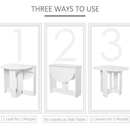 Space-saving Drop Leaf Table, Folding Dining Table for Small Space, Kitchen, Dining Room, White