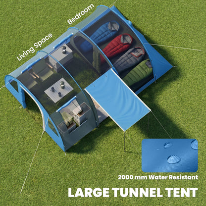 4 Man Camping Tent with 2 Room, Floor and Carry Bag - Blue