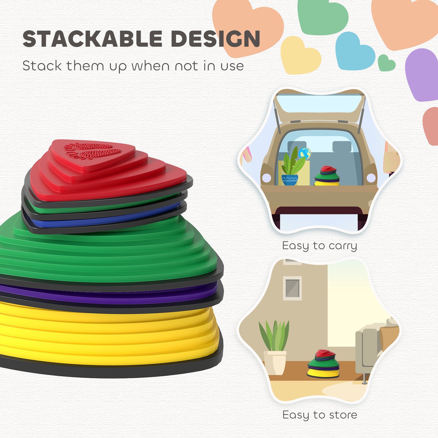6-Piece Stepping Stones for Kids, Stackable Sensory Toys Outdoor Indoor, Obstacle Course for Balance and Motor Skills