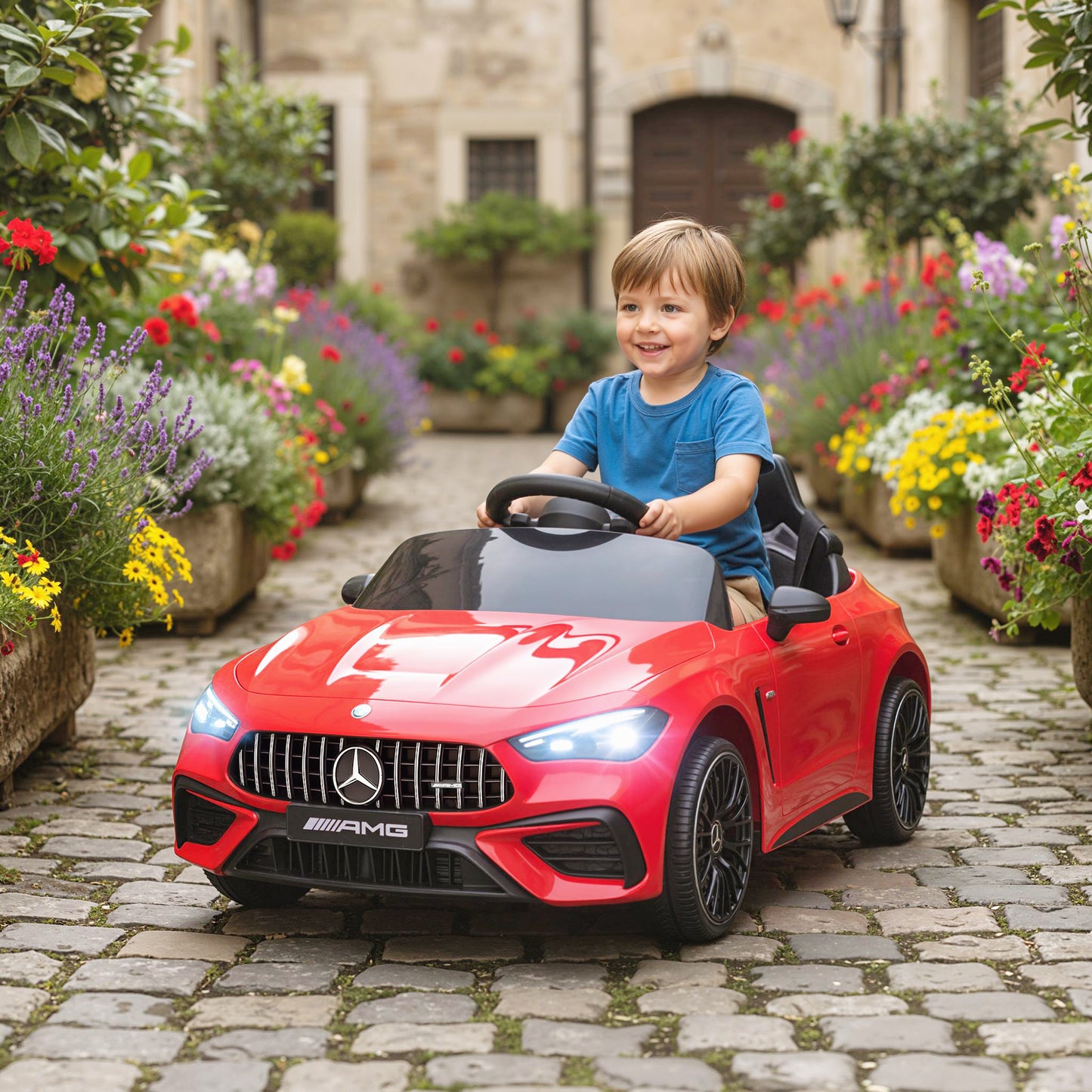 Licensed Mercedes AMG Kids Electric Car, 12V Ride On Car with Dual Motors, Remote Control for 3-6 Years, Red