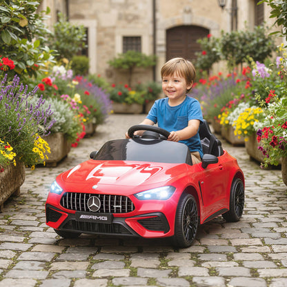 Licensed Mercedes AMG Kids Electric Car, 12V Ride On Car with Dual Motors, Remote Control for 3-6 Years, Red