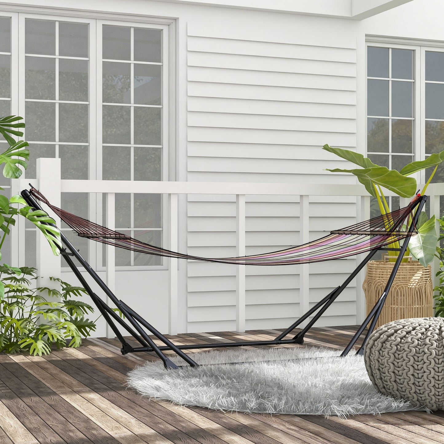 Foldable Hammock Stand, Portable Hammock with Metal Frame, 2 in 1 Hammock Net Stand, Hammock Chair Stand with Carry Bag
