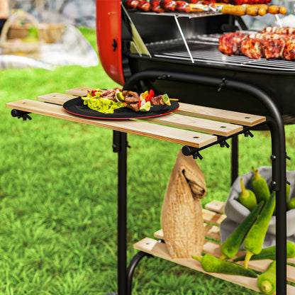 Charcoal Barbecue Grill Portable BBQ Grill with 1840 cm² Cooking Area, 3 Shelves, Adjustable Vent, Lockable Lid