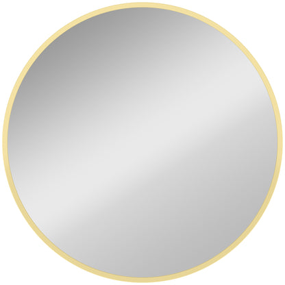 61cm Decorative Wall Mirror for Bedroom Living Room, Modern Round Bathroom Mirror for Home Decor, Gold Tone