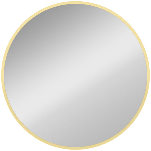 61cm Decorative Wall Mirror for Bedroom Living Room, Modern Round Bathroom Mirror for Home Decor, Gold Tone