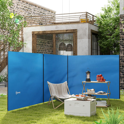 4 Pole Camping Windbreaks, Beach Wind Shield Shelter with Carry Bag and Steel Poles, 540cm x 150cm, Blue