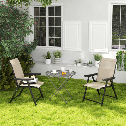 Set of Two Folding Outdoor Chairs - Brown/Black