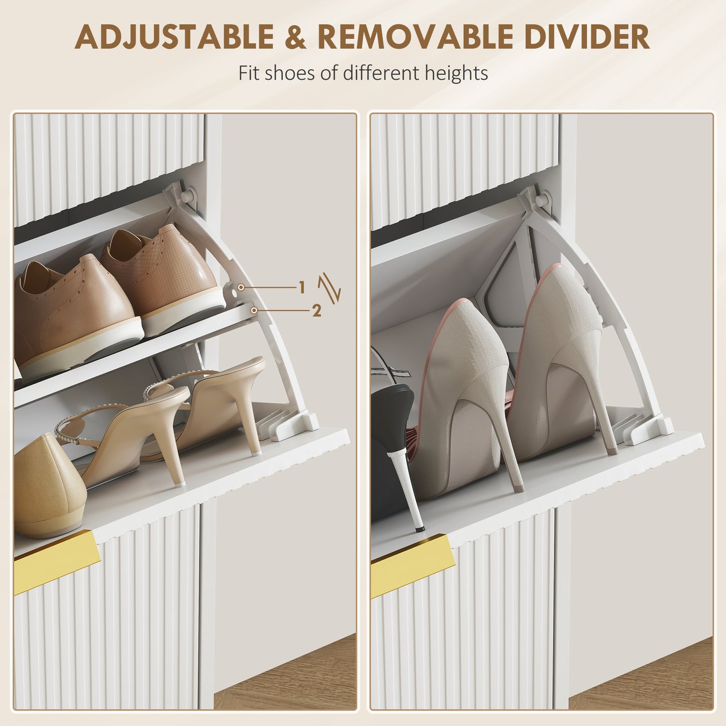 Elegant Three-Drawer Shoe Cabinet - White