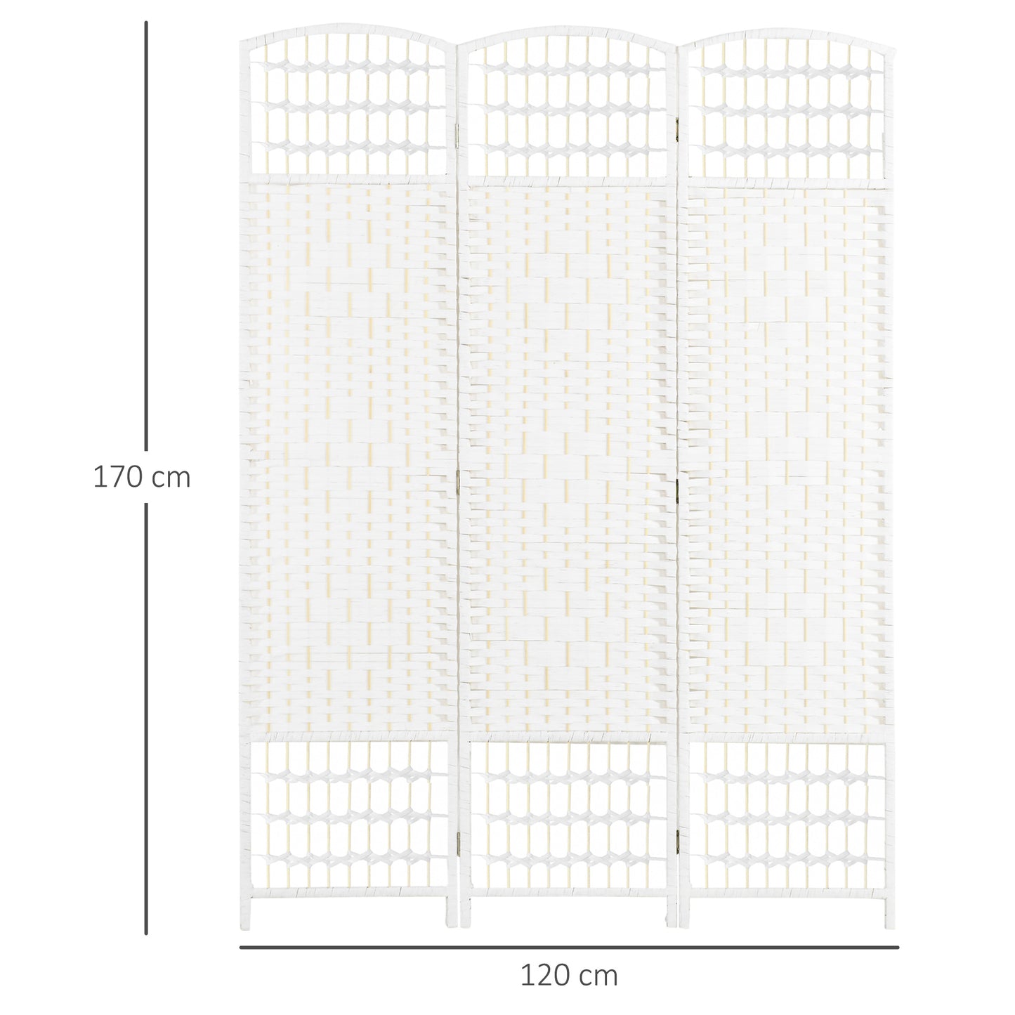 3 Panel Folding Room Divider, Privacy Screen, Paravent Partition Separator for Living Room, Bedroom, White