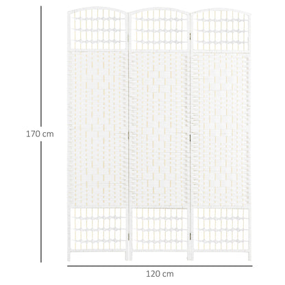 3 Panel Folding Room Divider, Privacy Screen, Paravent Partition Separator for Living Room, Bedroom, White