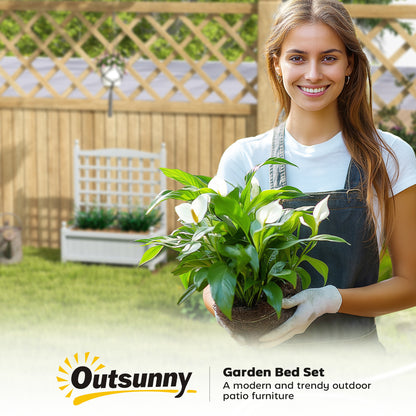 Garden Planters with Trellis for Climbing Vines, Wood Raised Beds for Garden, Flower Pot, Indoor Outdoor, Grey