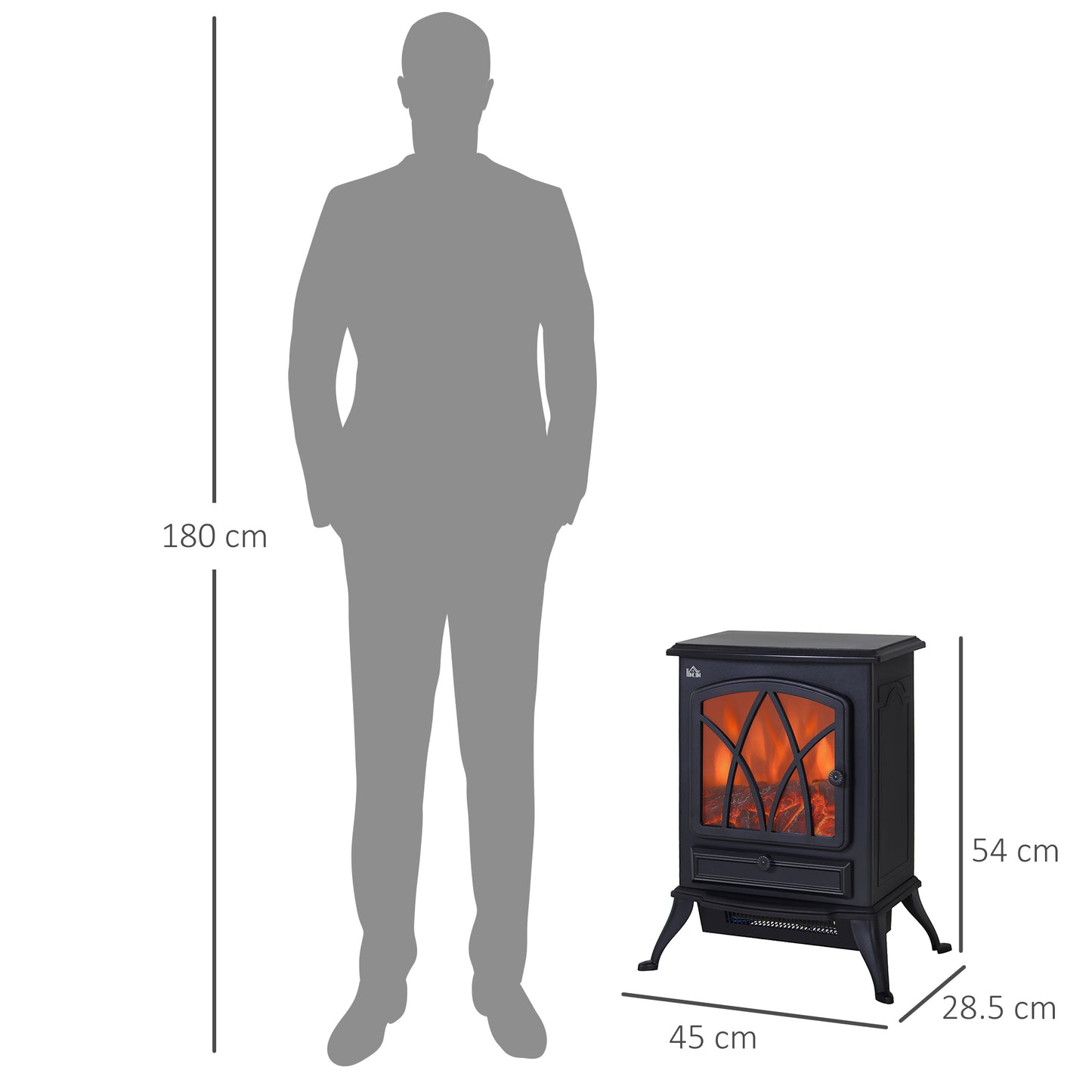 Electric Stove Heater with Realistic Flame Effect, 2000W Portable Indoor Freestanding Electric Fireplace with Adjustable Ther