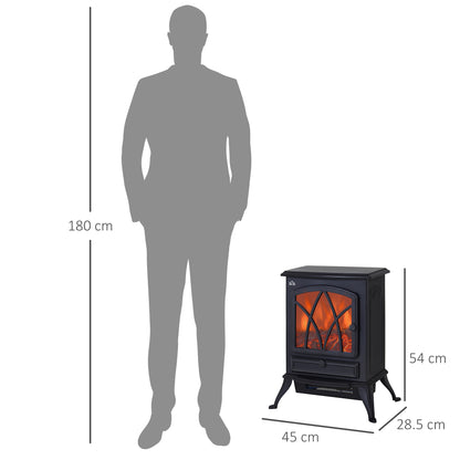 Electric Stove Heater with Realistic Flame Effect, 2000W Portable Indoor Freestanding Electric Fireplace with Adjustable Ther