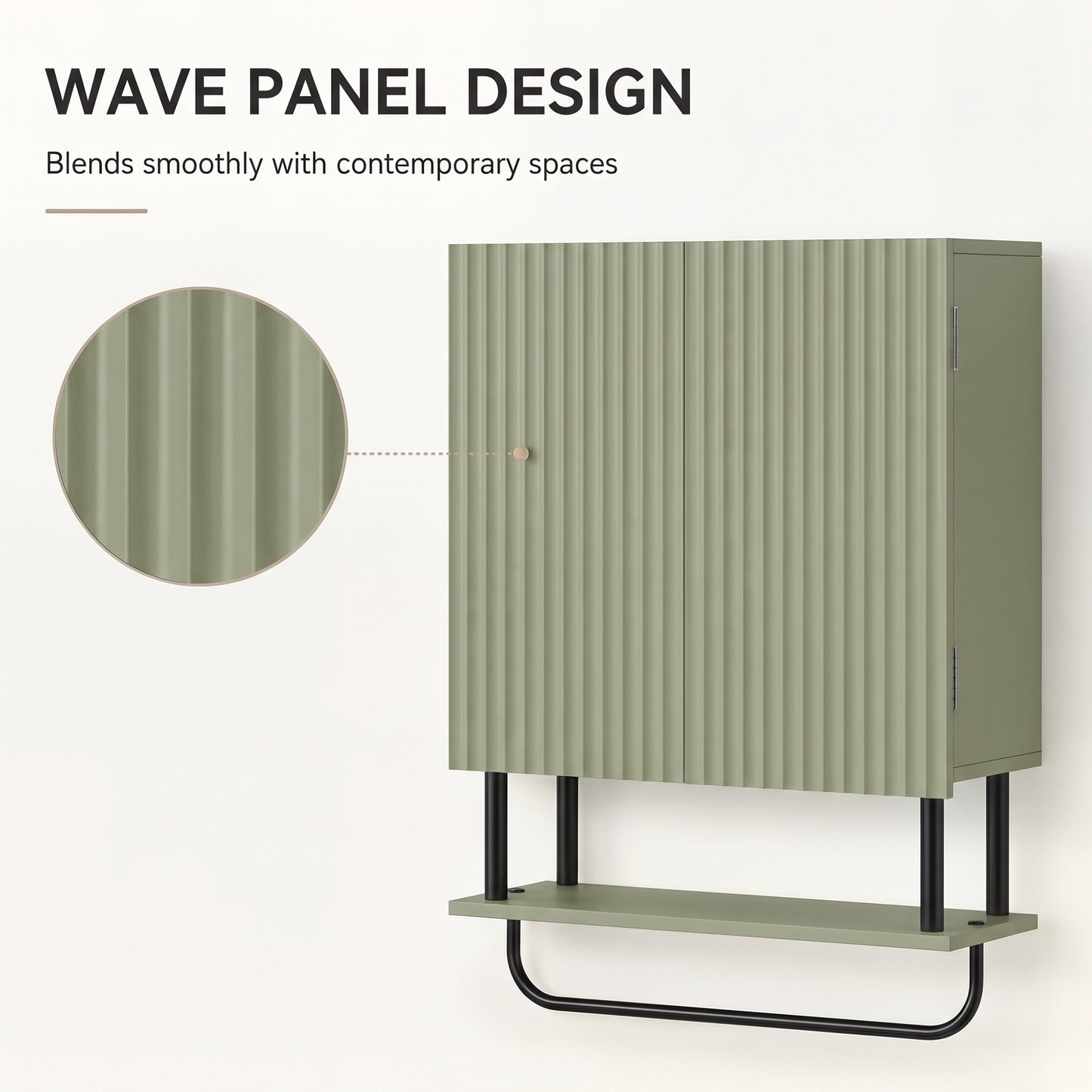 Bathroom Wall Cabinet Modern Space Saver Wall Mounted Cabinet Doors Storage Green