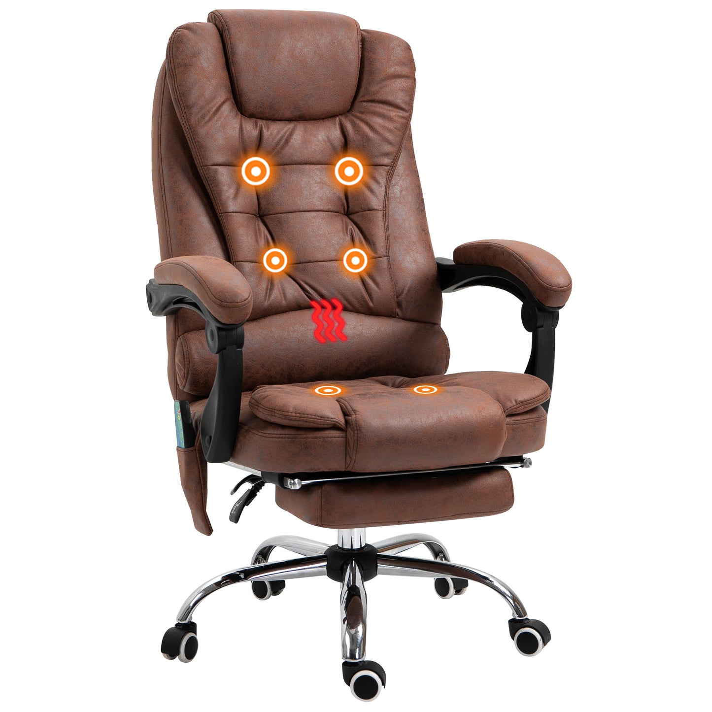 Heated 6 Points Vibration Massage Executive Office Chair Adjustable Swivel Ergonomic High Back Desk Chair Recliner with Footr