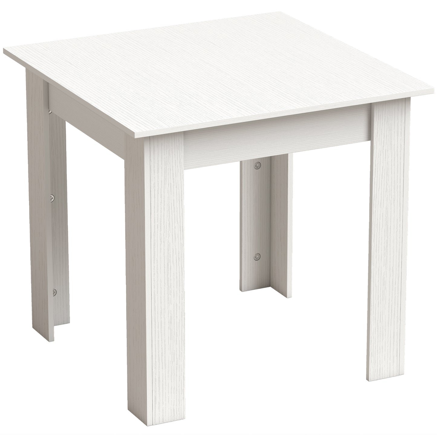 Square Dining Table, Modern Small Dining Table with Wood Effect, Space Saving, Non-slip Foot Pads, White