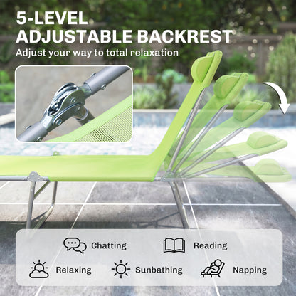 Single Folding Sun Lounger - Green