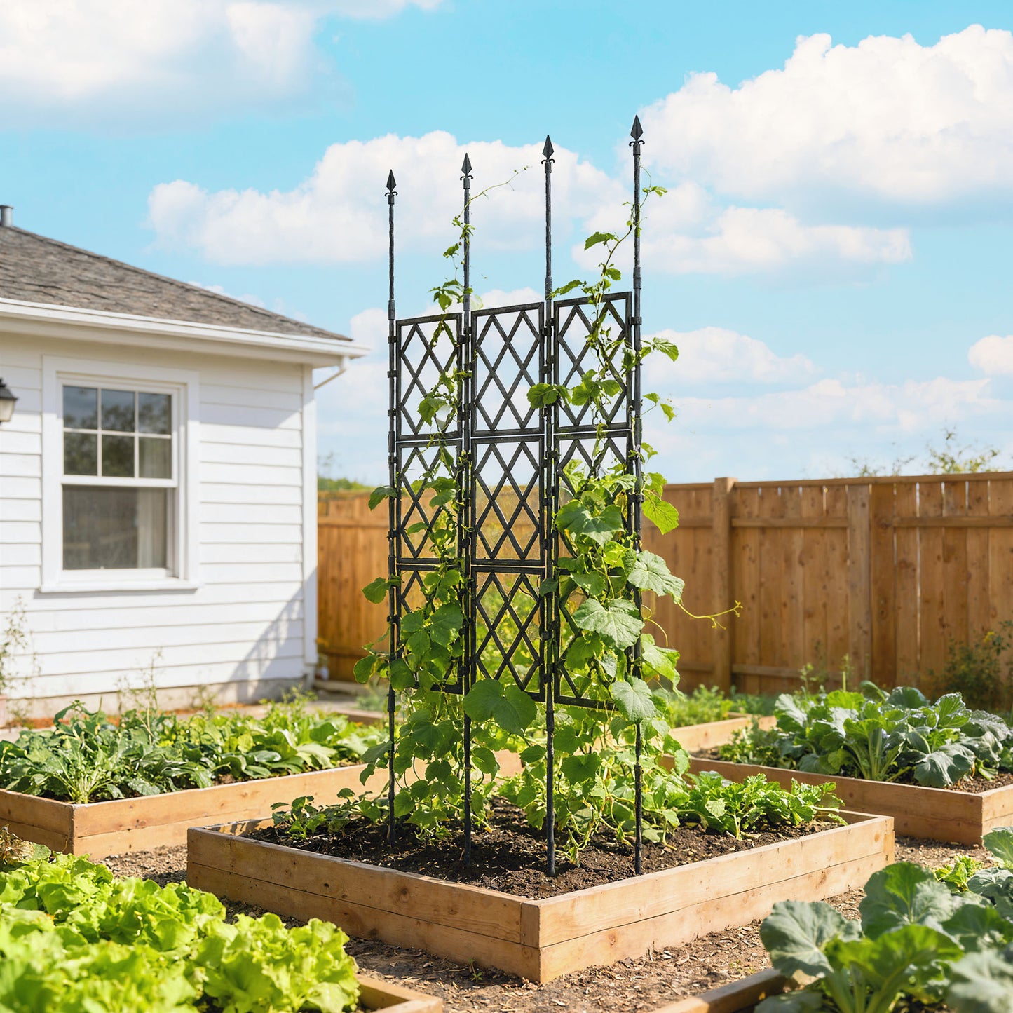 Foldable Garden Trellis, Lattice Climbing Support Trellis for Garden, DIY Assembly, 85 x 197 cm, Black